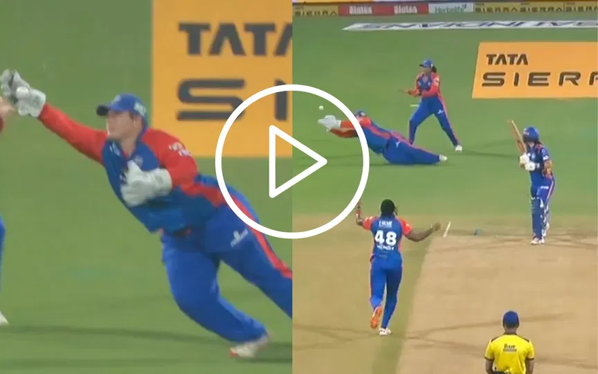 Watch- DC keeper grabs stunning reflex catch as MI's Amelia Kerr departs for golden duck